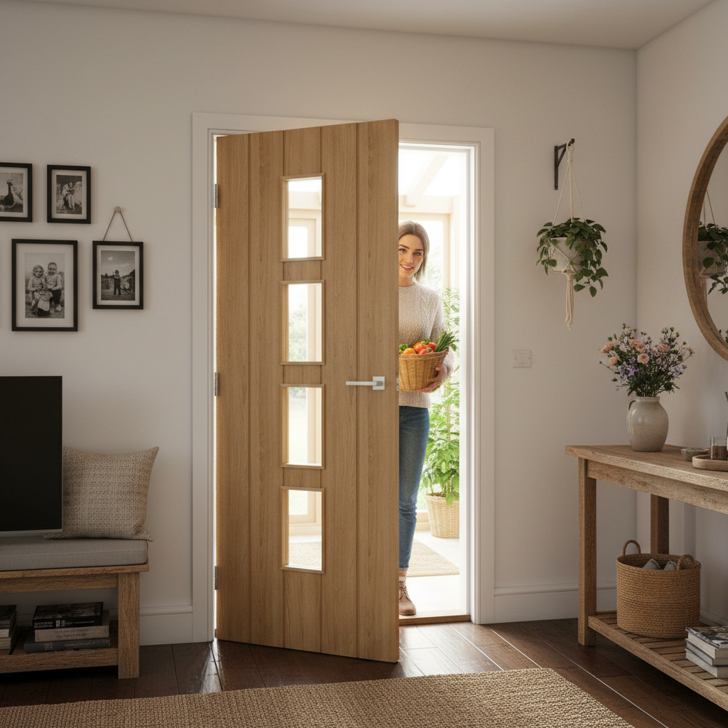 Premium Unglazed Panelled Oak Door with Solid Core and Customized Sizing Options