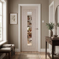 Ivory Fully Finished Internal Chevron Door with Clear Glass, Hollow Core