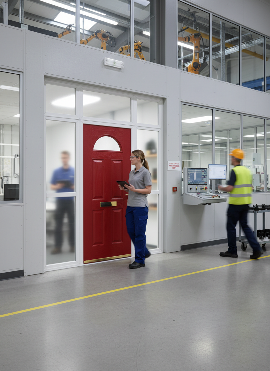 Premium External Glazed Fire Door Set with Sidelights - 30 Minute Fire Resistance and Multipoint Locking System