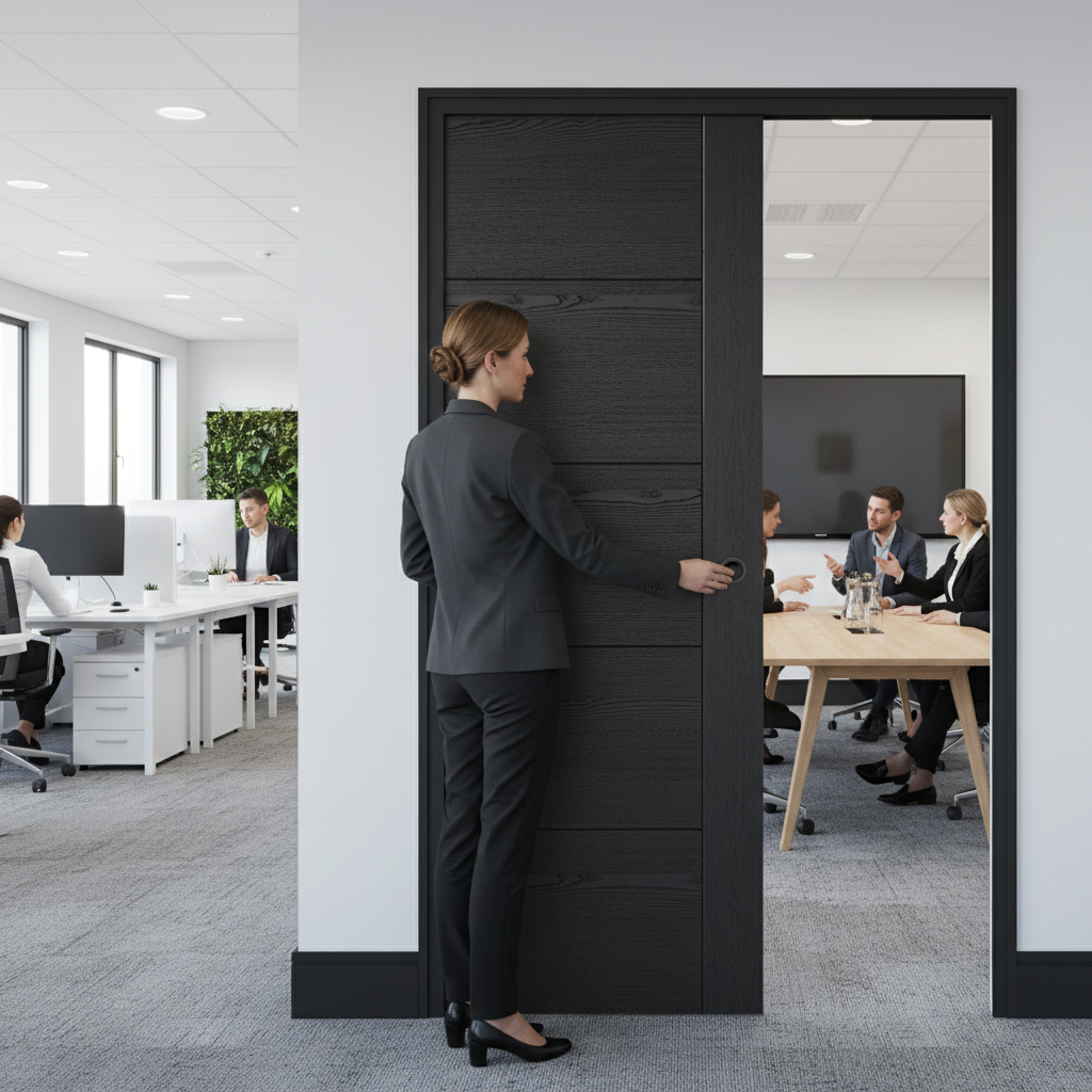 Premium Laminate Pocket Door Set with Galvanised Steel Frame and Adjustable Runners for Seamless Indoor Access