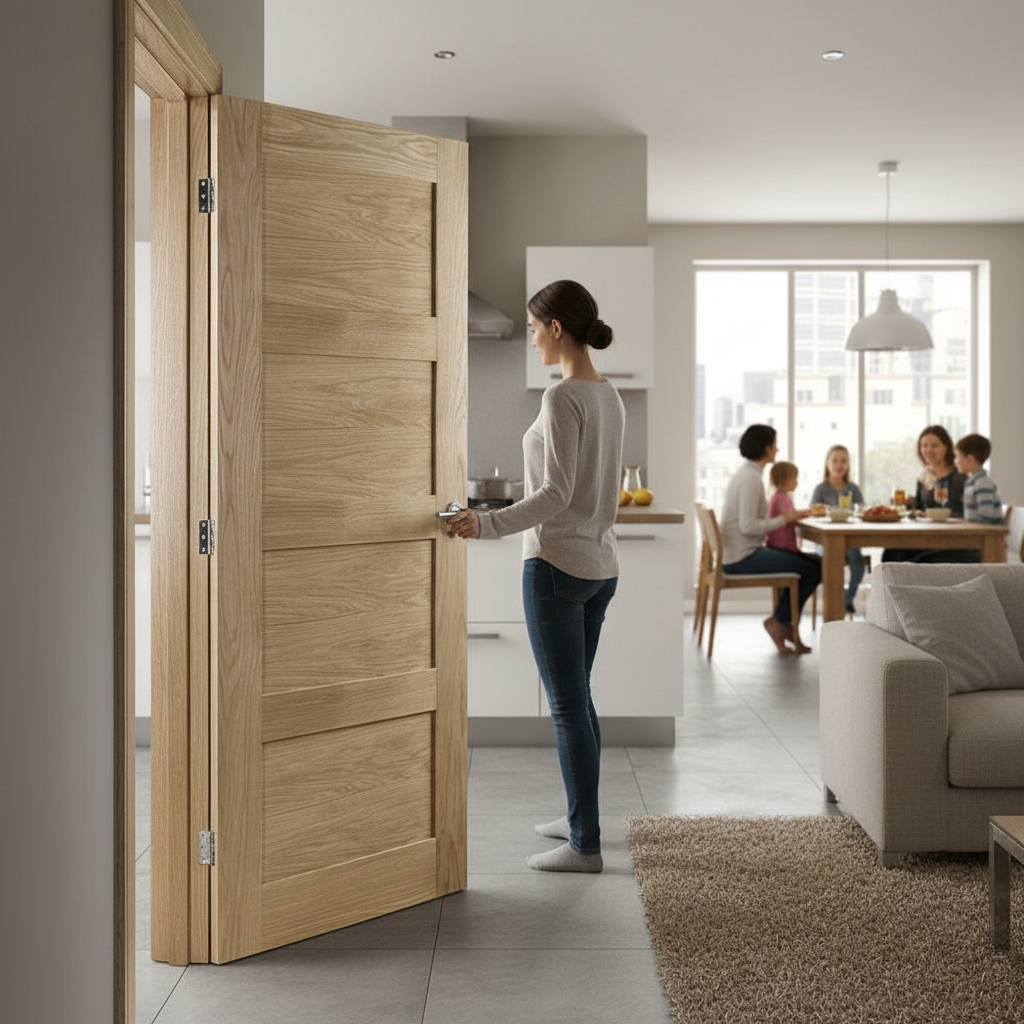 Premium Internal Oak Fire Door with Solid Core, FD30 Rating and Custom Sizes Available