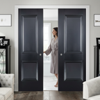 Premium Double Pocket Door Set with Elegant Two-Panel Design and Galvanised Steel Frame for Space-Saving Solutions