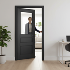 Premium Charcoal Black Clear Glazed Internal Door with 3 Panel Design and Tempered Safety Glass