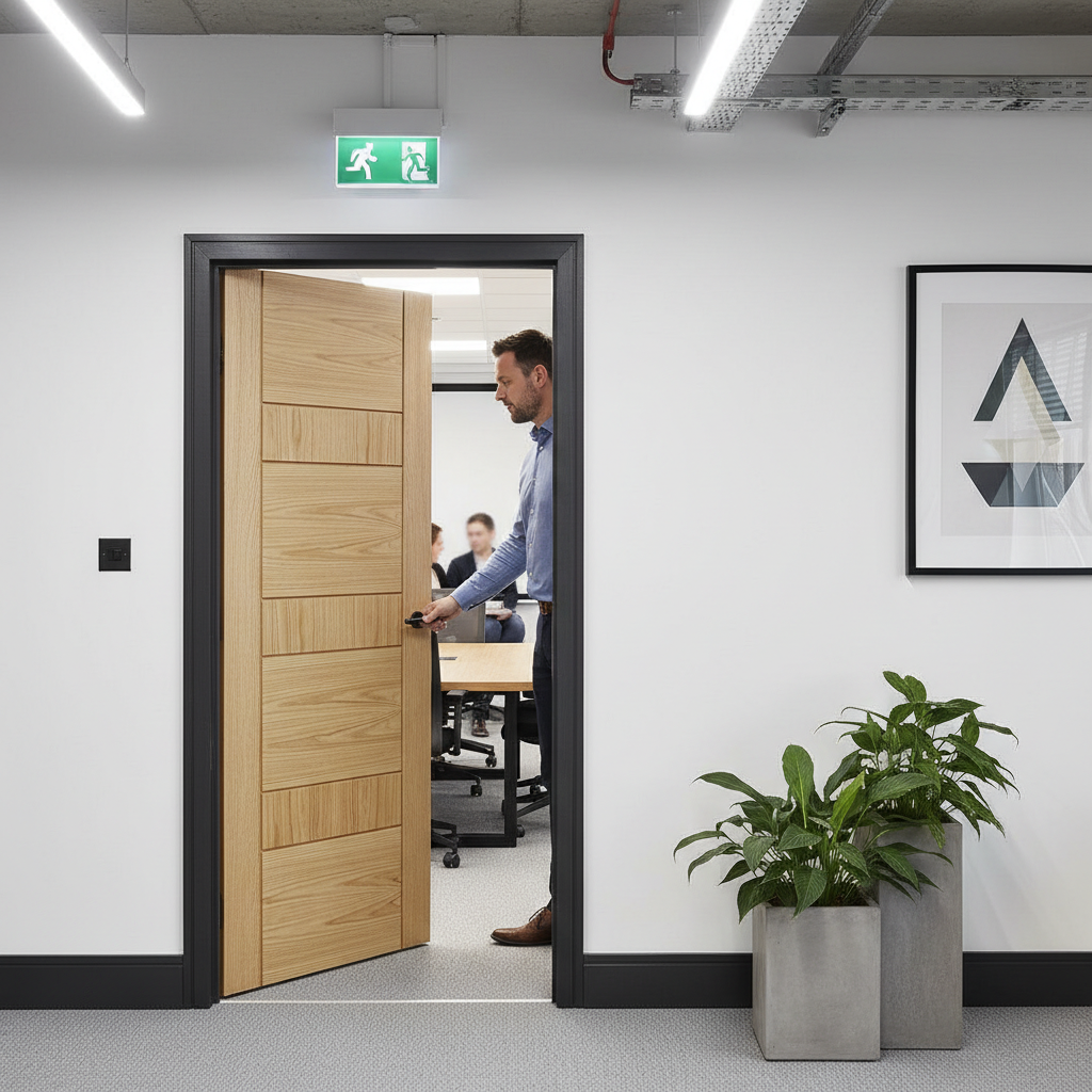 Premium Fully Finished Oak Internal Fire Door with 30 Minute Fire Rating for Enhanced Safety