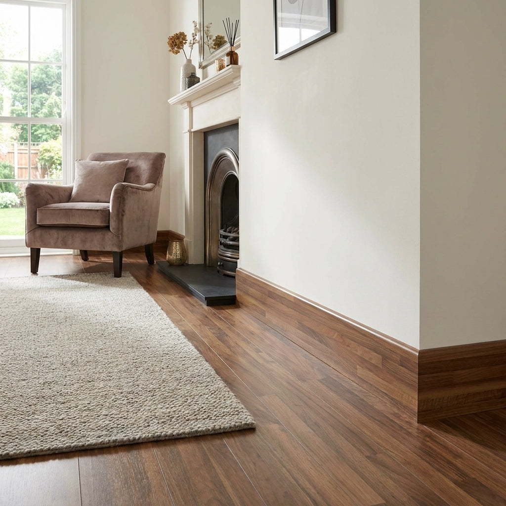 Rounded Edge Upstand Walnut Block Worktop, 3000mm Length