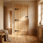 Internal Solid Scandinavian Pine Door Unfinished 3 Ledge V Groove - detail view