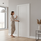 Premium White Flush Pocket Door Set with No Bottom Track and Adjustable Doorstop for Contemporary Spaces