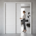 Premium Solid White Contemporary 4P Telescopic Pocket Door System with Timber Lining Kit and Maintenance-Free Track