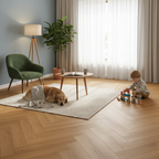 Premium 12mm Laminate Herringbone Flooring with Cork Underlay - Warm Harvest Oak Finish