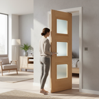 Premium Clear Glazed Oak Internal Door with Solid Core and Engineered Construction for Strength and Stability