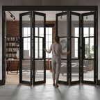 Premium 6 Door Industrial Style Folding Doors with Tinted Glass for Home and Apartment Decor