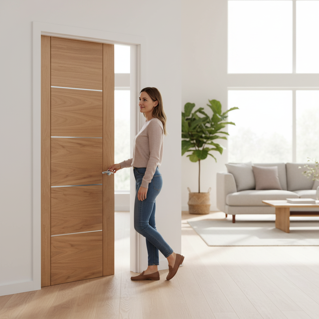 Fully Finished Internal Oak Venice 5 Panel Door with Solid Engineered Core for Modern Interiors - Image 2