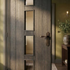 Internal Black Laminate Cottage Door with 4 Light Clear Glass, Fully Finished - detail view