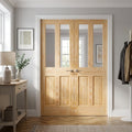 Internal 2 Panel 2 Light Obscure Glass French Door, Unfinished Pine