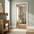 Pocket Door Set 100mm Internal Oak Unfinished with Clear Glass Glazing