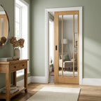 Pocket Door Set 100mm Internal Oak Unfinished with Clear Glass Glazing