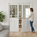 Premium White Downham 9L Double Pocket Door Set with Galvanised Steel Frame and Adjustable Jambs
