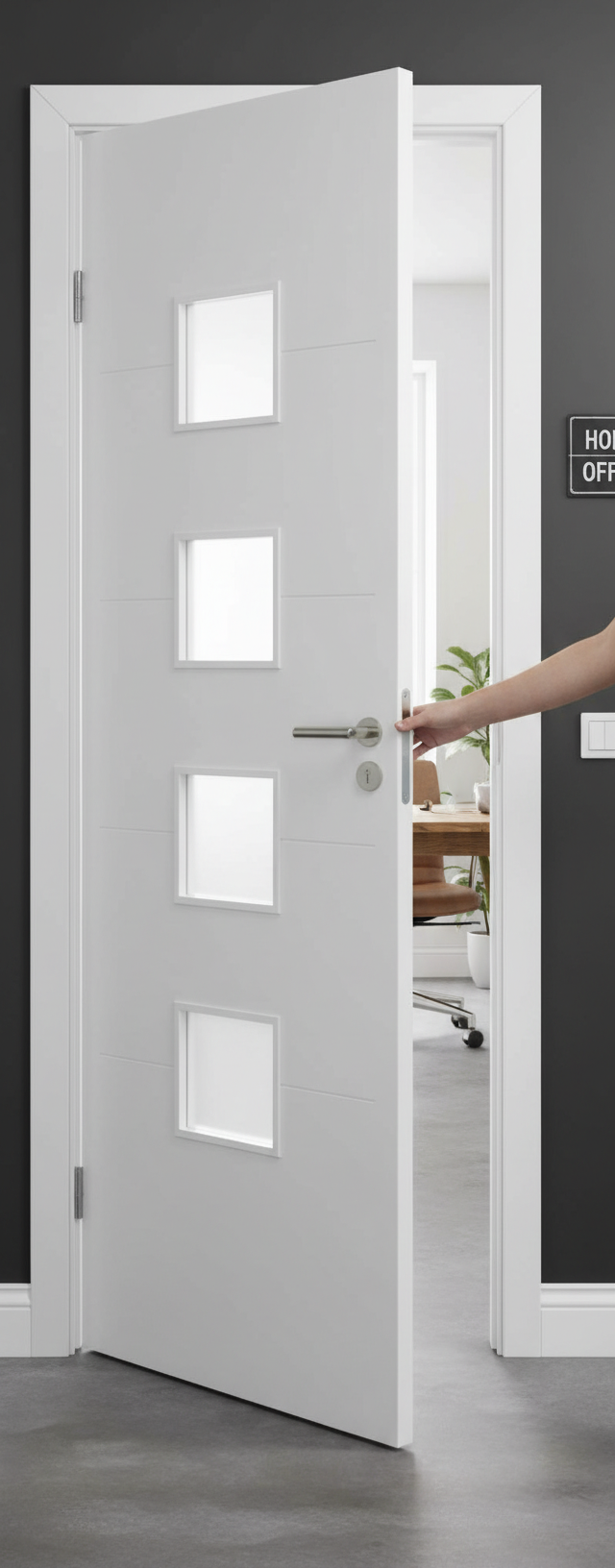 Premium Internal White Primed 4 Light Obscure Glazed Door - Contemporary Engineered Design with Ladder-Style Effect