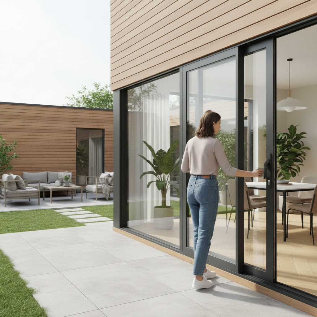 Premium 6ft Grey Aluminium Inline Sliding Doors with Multi-Point Locking System and Thermal Efficiency