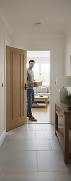 Premium 3 Panel Oak Fire Door - Unfinished, Solid Core, 30 Minutes Fire Rated - High-Quality Professional Grade for Industrial and Commercial Appli...