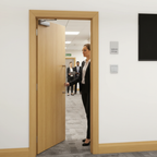 Premium Contemporary Flush Oak Fire Door with Solid Core and Adjustable Design for Durability and Elegance