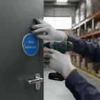 Premium Fire Door Shut Symbol in Satin or Bright Stainless Steel Finish with Screws for Commercial Projects