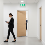 Premium Contemporary Oak Internal Fire Door FD60 with V Grooves and Satin Lacquer Finish