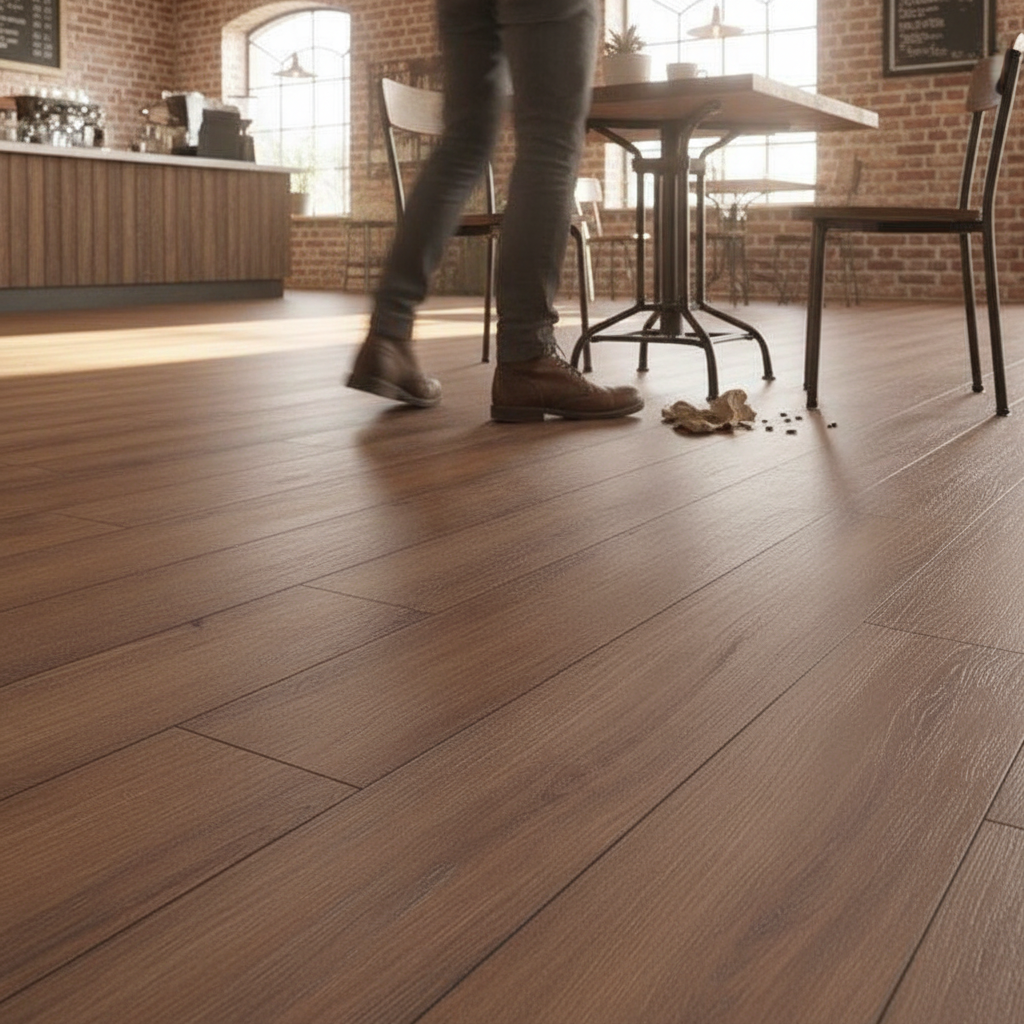 Premium 12mm Laminate Flooring with Coffee Oak Effect for High Traffic Areas - Water Resistant and Underfloor Heating Compatible