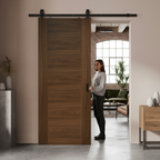 Premium Walnut Internal Fully Finished Sliding Door with Black Steel Track - Victorian Style, Space-Saving Design