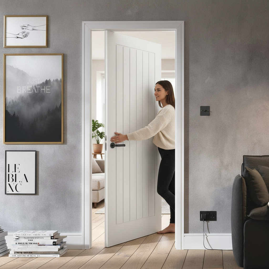 Premium White Internal Door - Robust Design with Tongue and Groove Style, 10-Year Guarantee, and Multiple Sizes Available