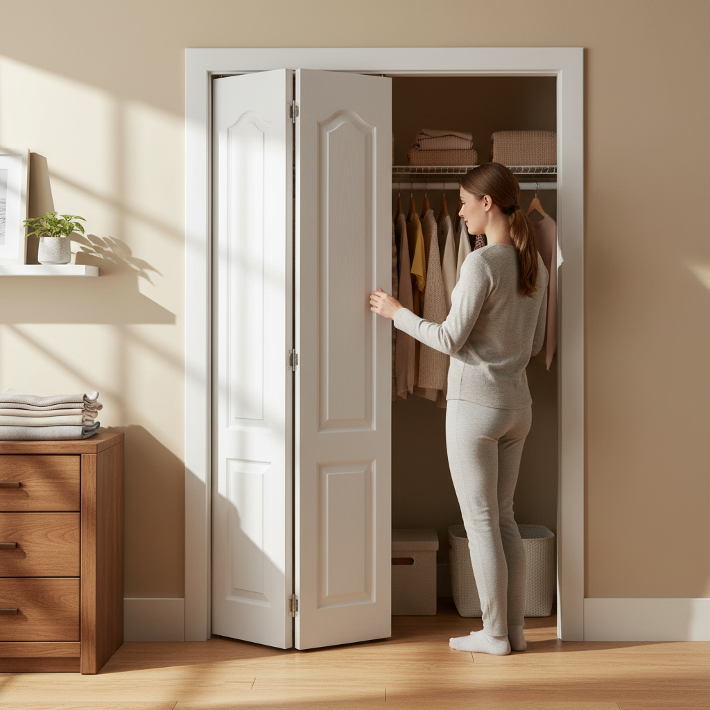 Premium White Bifold Door with Moulded Panel Grained Effect, Easy Installation and FSC Certification