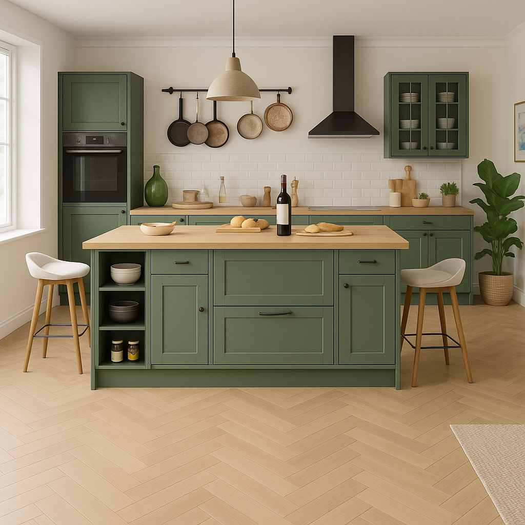 12mm Herringbone Laminate Flooring in Pale Amberwood Oak Finish