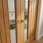Internal Oak French Door Unfinished with 1 Light Clear Offset Glass - detail view