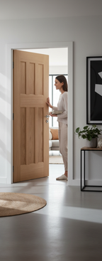 Premium Unfinished Oak Internal Door with Engineered Construction and Six Rectangular Panels - Available in Multiple Sizes