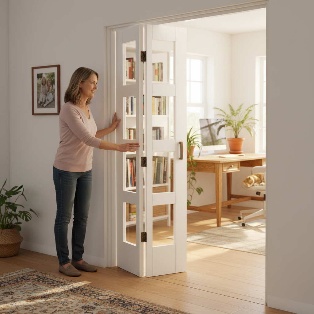 Premium Internal Bi-fold Shaker Door with 8 Clear Glass Panes, Solid Engineered Core, and Double Primed Finish - Image 2