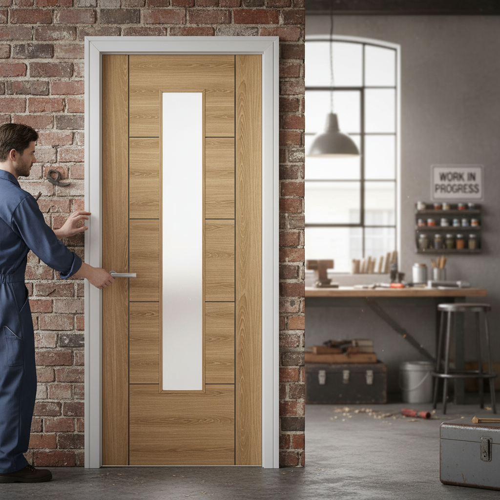 Premium 1L Laminate Glazed Internal Door with Modern Aesthetic Design for Contemporary Interiors