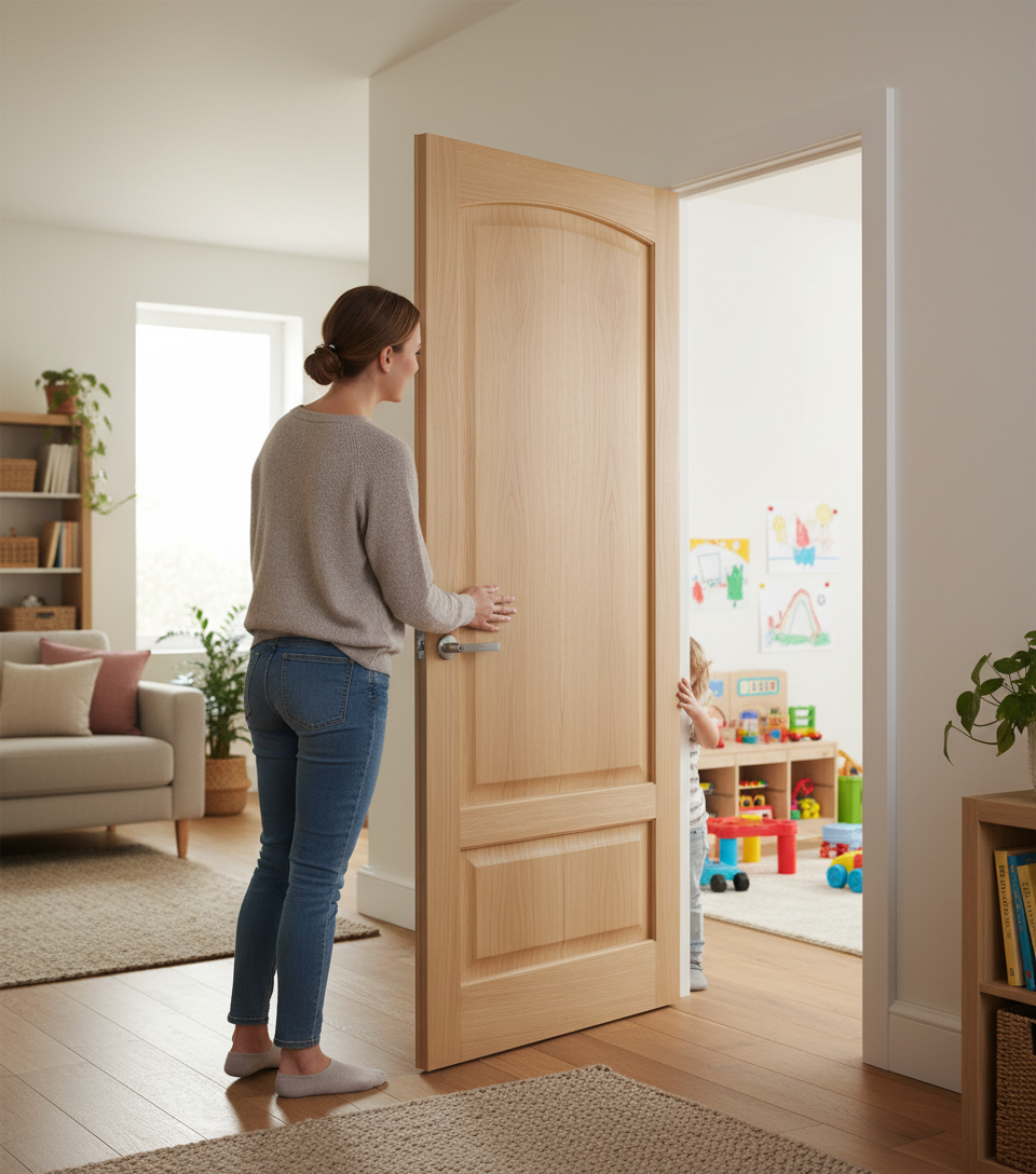 Premium Internal Two Panel Oak Engineered Door with Real Oak Veneer for Traditional Settings