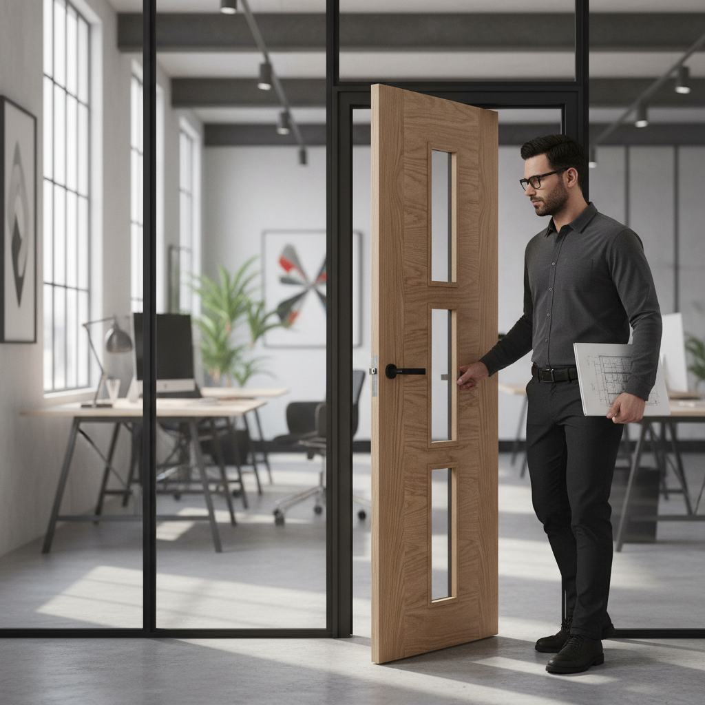 Premium 3L Glazed Internal Door with Clear Glass Panels and Engineered Construction for Strength and Stability