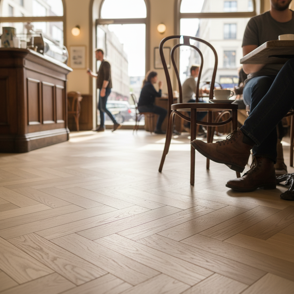 Premium Herringbone Rigid Core Vinyl Flooring 5mm Embossed Finish with Durable Wear Layer for High Traffic Areas