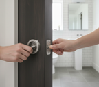Premium Pocket Door Flush Bathroom Lock with Thumb Turn and Emergency Opening - 57mm External Diameter
