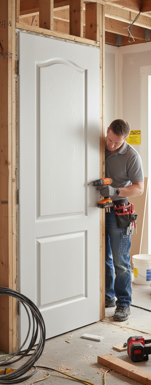 Premium Classical 2P White Moulded Door with Raised Panels, Hollow Core, and Unfinished Surface for Custom Painting