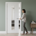 Premium White Glazed Interior Door with Toughened Glass and Solid Core Design for Modern Homes