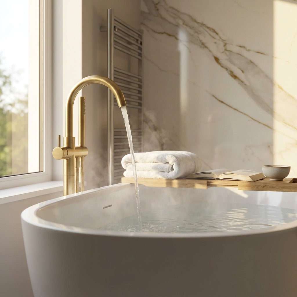 PVC Gloss Waterproof Wall Panelling Marble Gold 2400mm x 1000mm - detail view