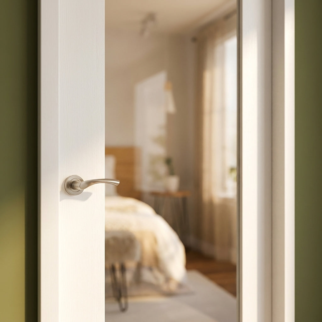 Internal White Door, Made-to-Measure, Primed Finish, 1 Light Clear Glass - detail view