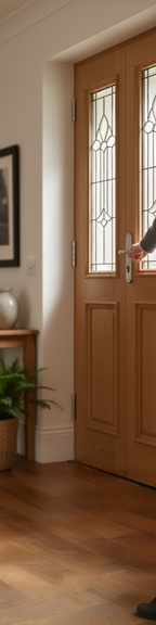 Premium Decorative Triple Glazed External Sidelight with Oak Construction and Leaded Pattern for Enhanced Privacy and Light Flow