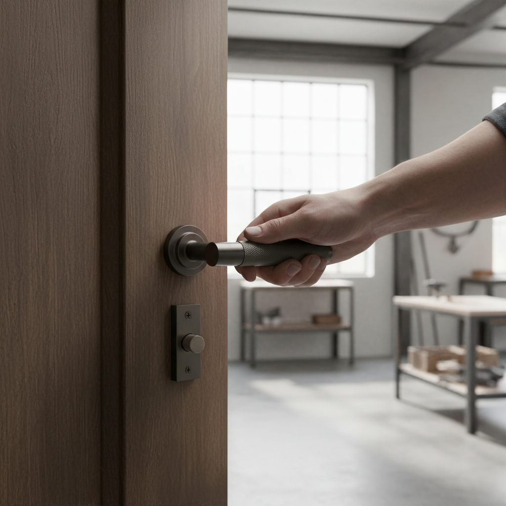 Premium Matt Satin Black Nickel Door Handle Pack with Ribbed Lever Design and Stainless Steel Hinges for Modern Interiors