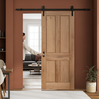 Premium Rustic Oak Fully Finished Internal Victorian 4 Panel Sliding Door with Top-Mounted System for Classic Elegance