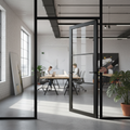 Premium Internal Fully Finished Industrial Studio Door with 3 Clear Glass Panels for Modern Interiors