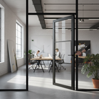 Premium Internal Fully Finished Industrial Studio Door with 3 Clear Glass Panels for Modern Interiors