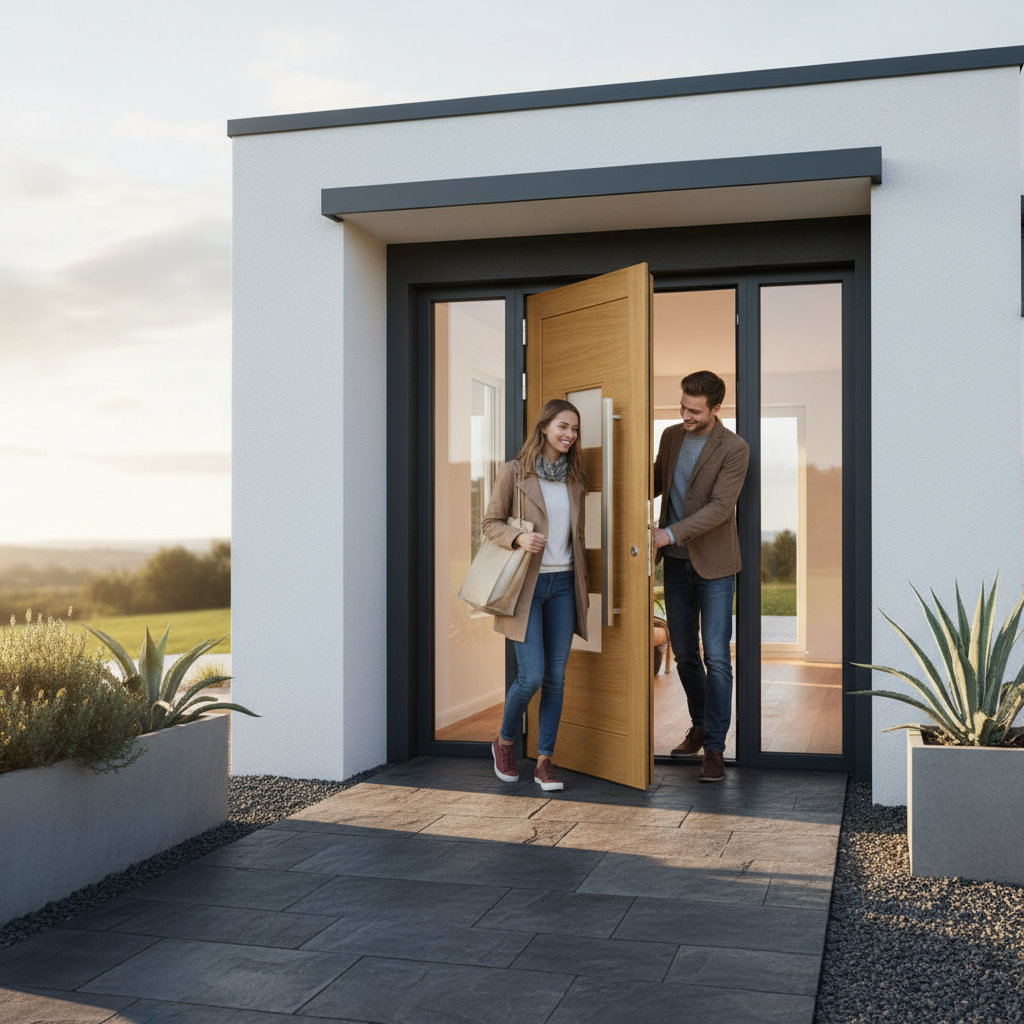 Premium Fully Finished External Door with Contemporary Design and Obscure Double Glazing